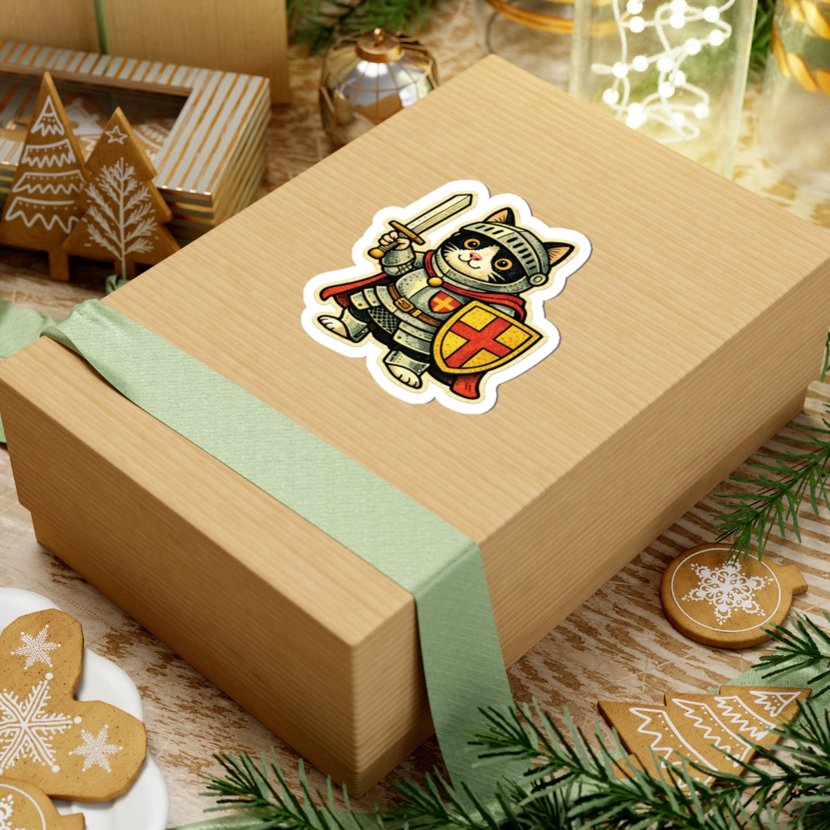 Medieval Fat Cat Vinyl Sticker | Rainbow Unicorn Birthday Surprise