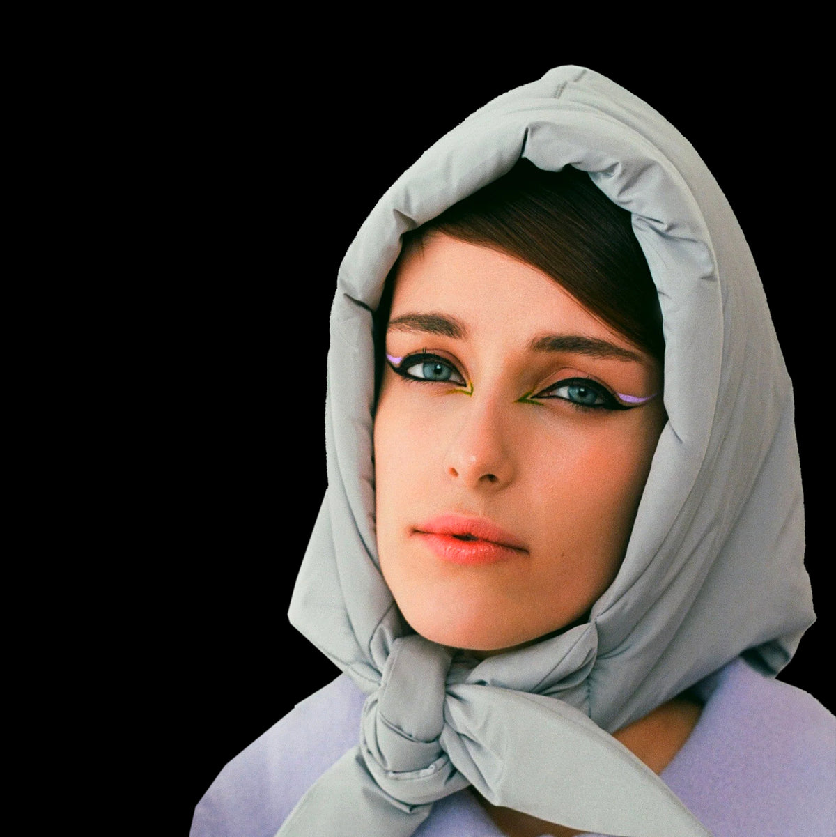 Puffer Hooded Head Scarf – Quilted, Warm & Stylish | Rainbow