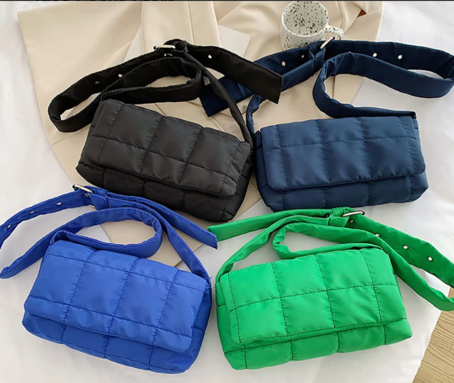 Stone Mountain: Green Blue Quilted Crossbody Bag | Silkroll