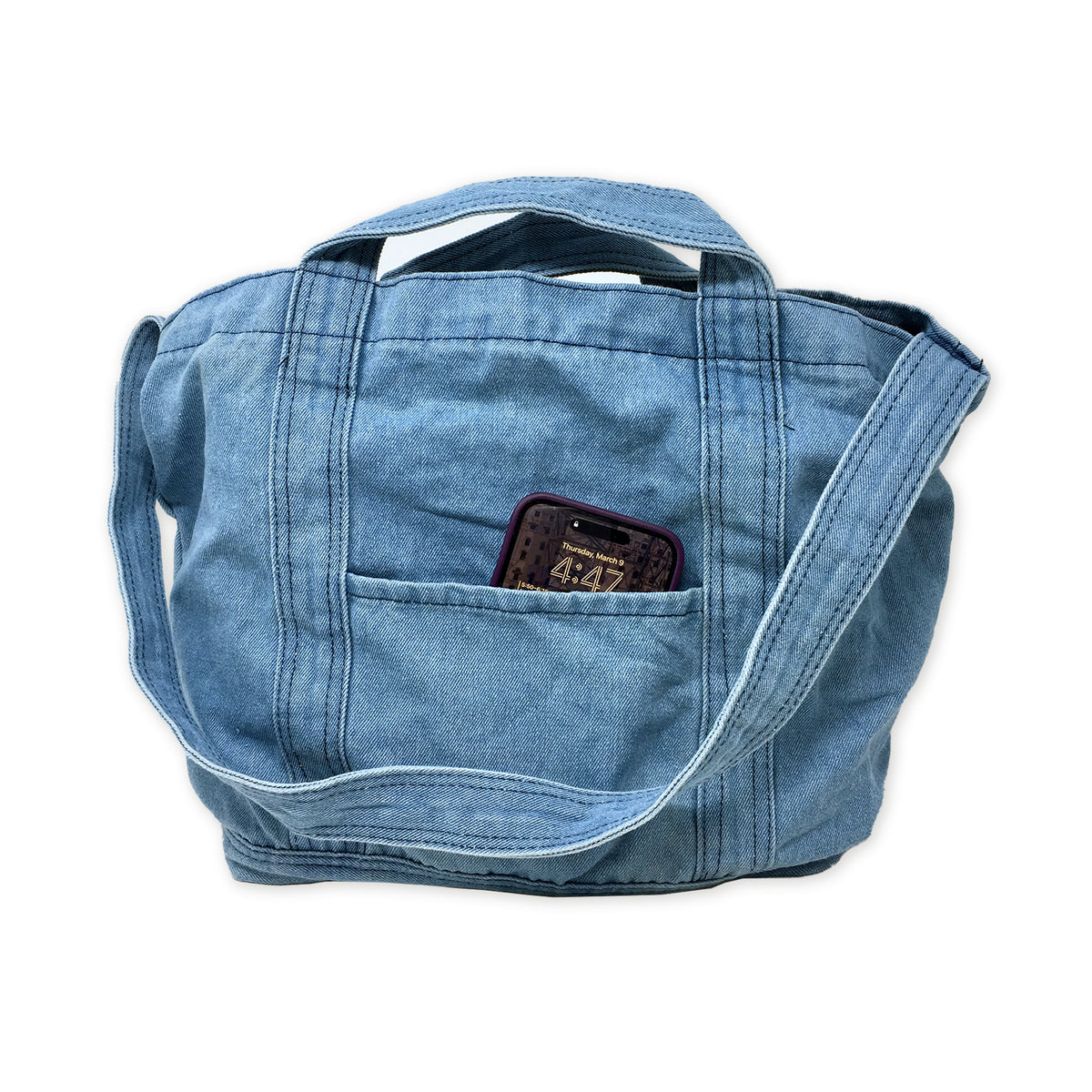 Buy Denim Tote Bag, Jean purses for women denim, Bojo Blue Jean Tote with  multiple shades of denim which make the patterns of this denim bag, jean  tote bag for women with