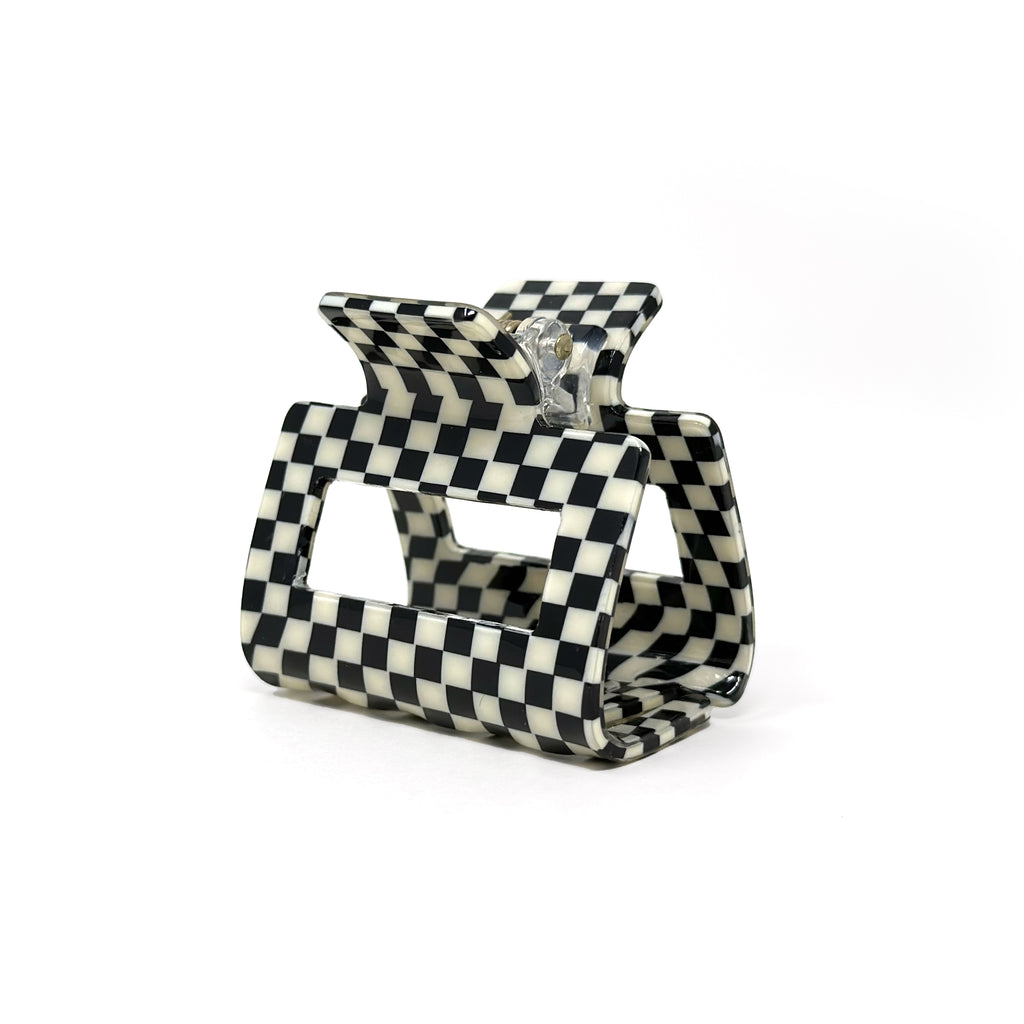 Black & White Checkered Hair Claw