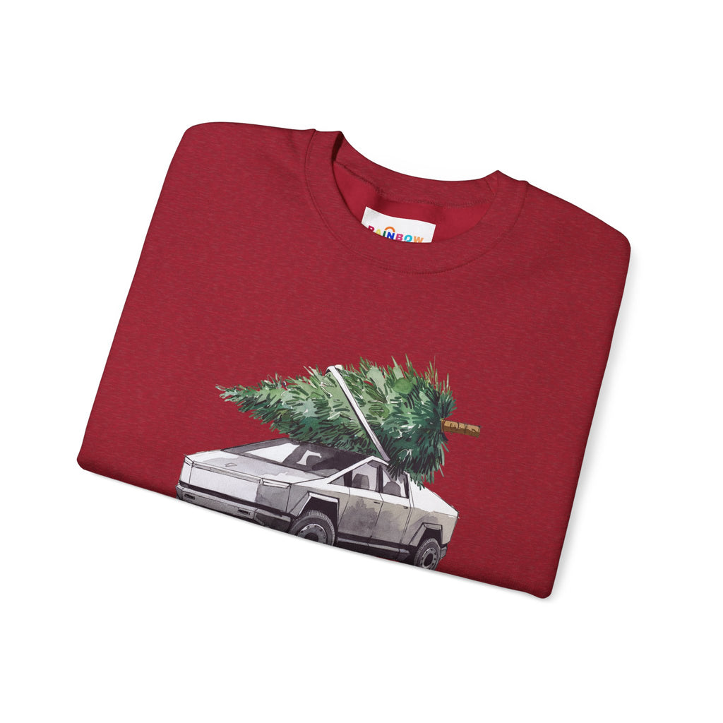 Cybertruck Christmas Tree Sweatshirt for Tesla Car Lovers