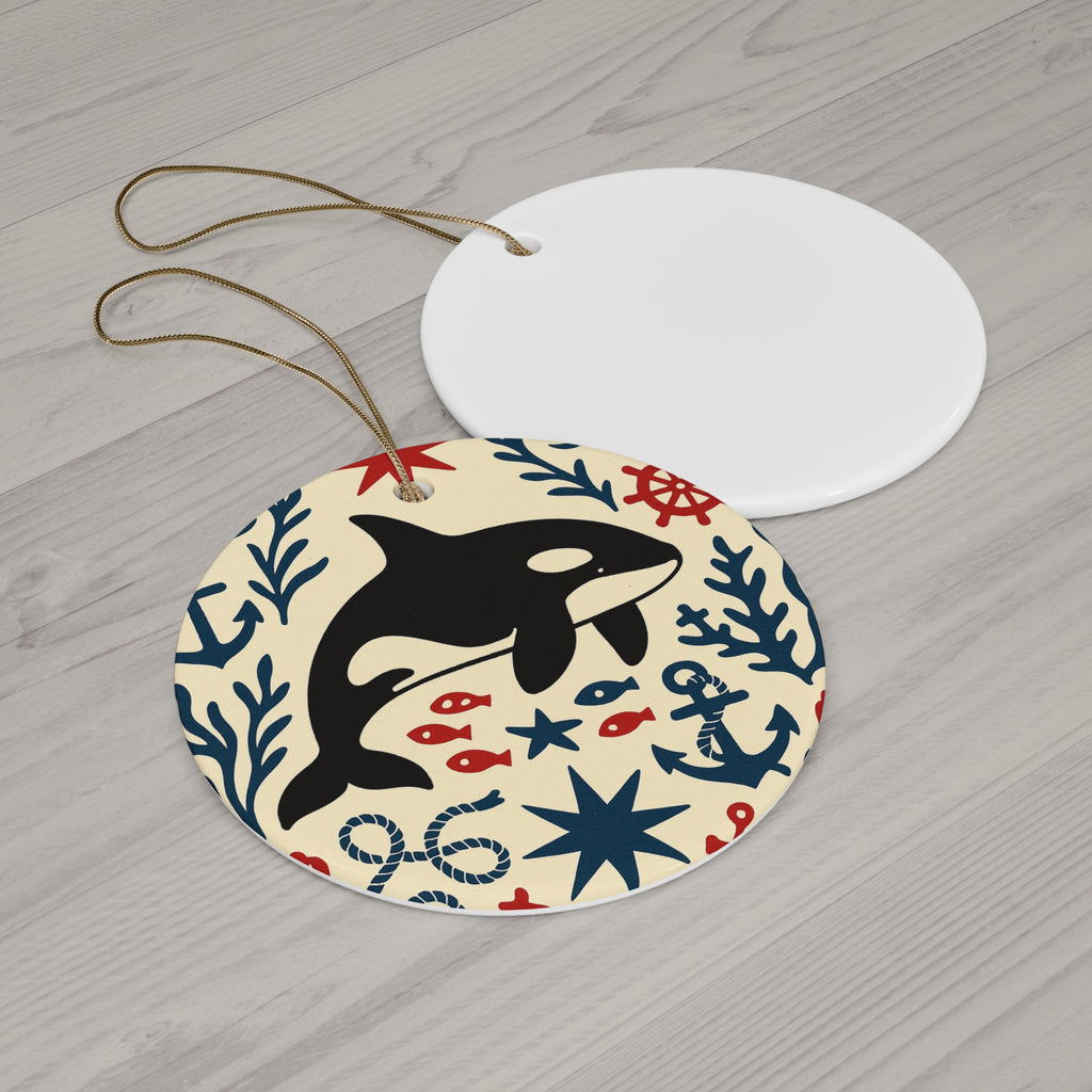 Orca Nautical Decoration, Holiday Gift, Home Decor, Christmas Tree Decor, Whale Lover Gift, Ceramic Ornament,