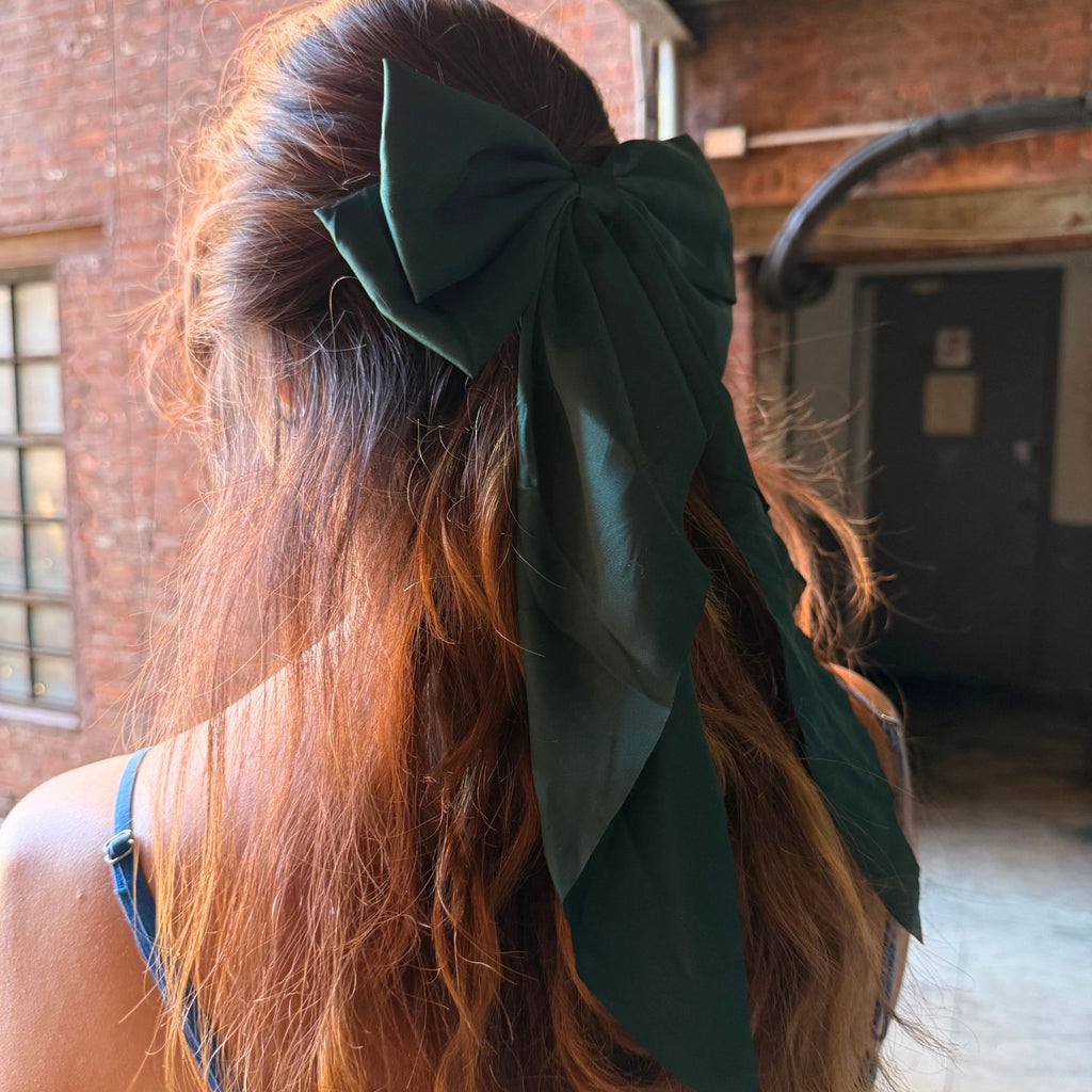 Luxurious satin Victoria hair bow in soft, elegant hues — perfect for parties, weddings, or holiday gifting.