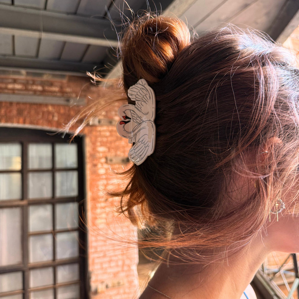 Double Swan Hair Claw Clip for Romantics, wedding, girlie