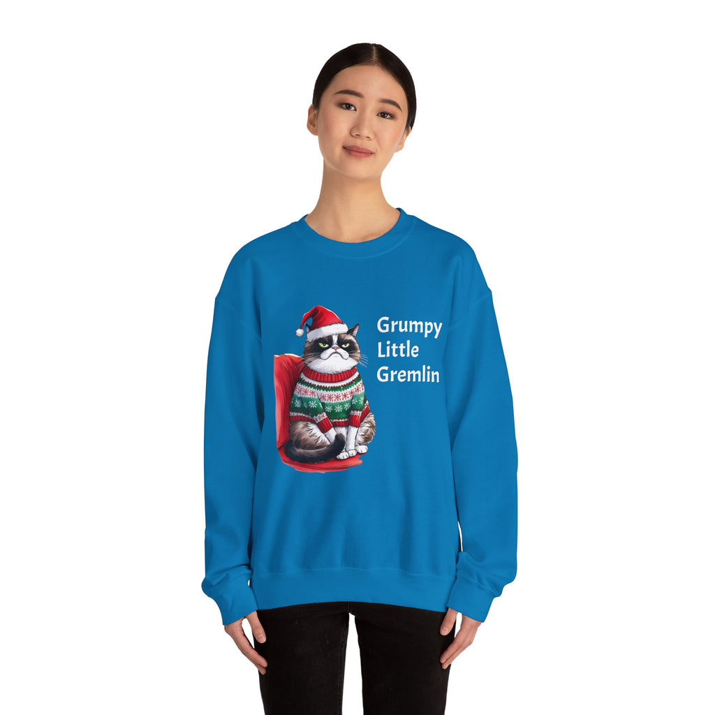 Grumpy Little Gremlin Grumpy Cat in Christmas Sweater Sweatshirt