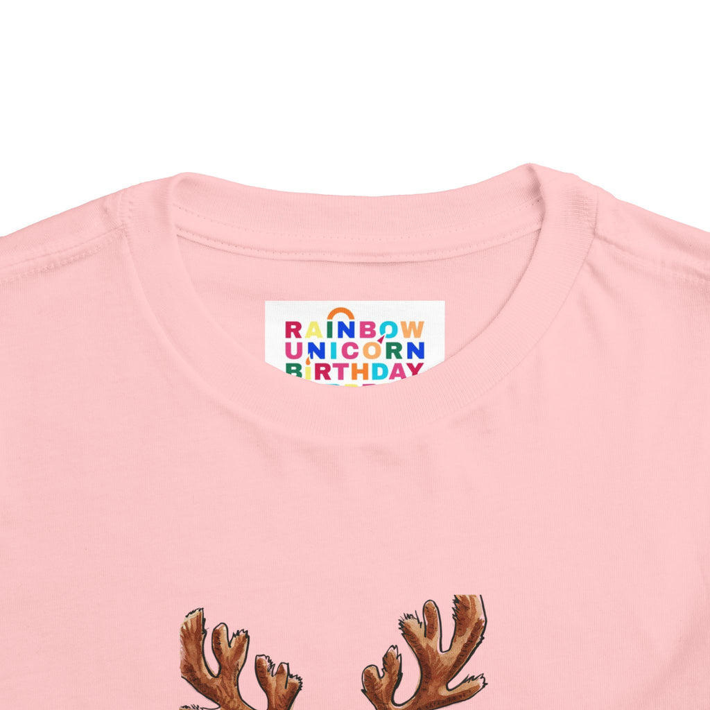 Meowy Christmas Cat Toddler T-Shirt – Festive Holiday Tee with Reindeer Antlers