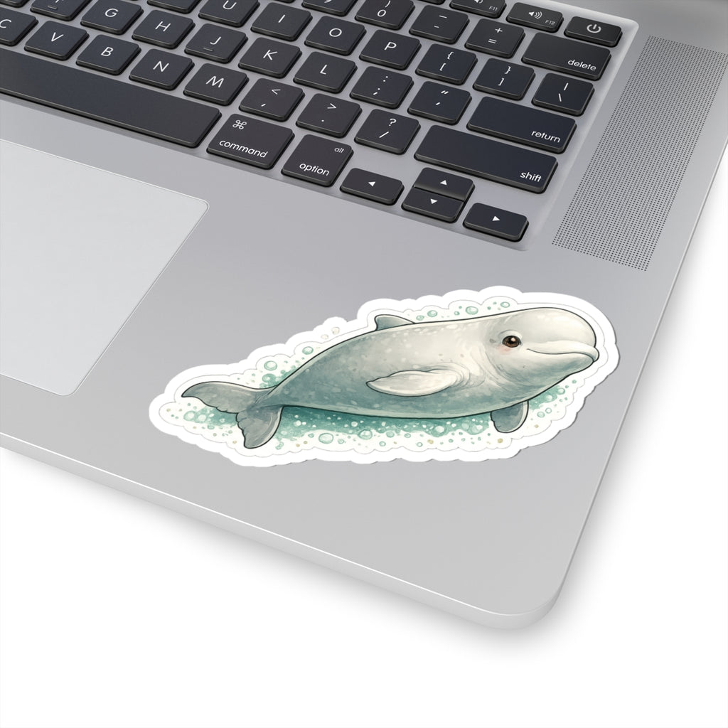 Beluga Whale Vinyl Sticker | Rainbow Unicorn Birthday Surprise