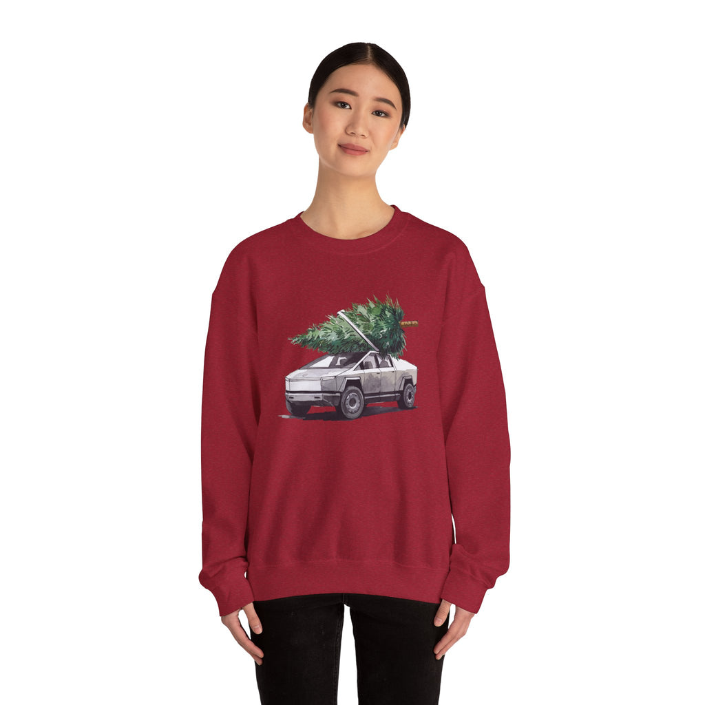 Cybertruck Christmas Tree Sweatshirt for Tesla Car Lovers