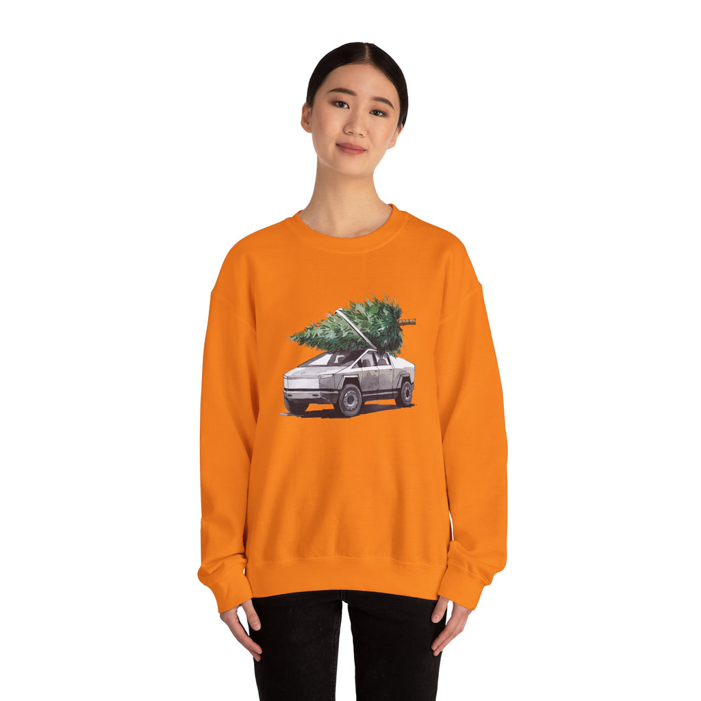 Cybertruck Christmas Tree Sweatshirt for Tesla Car Lovers