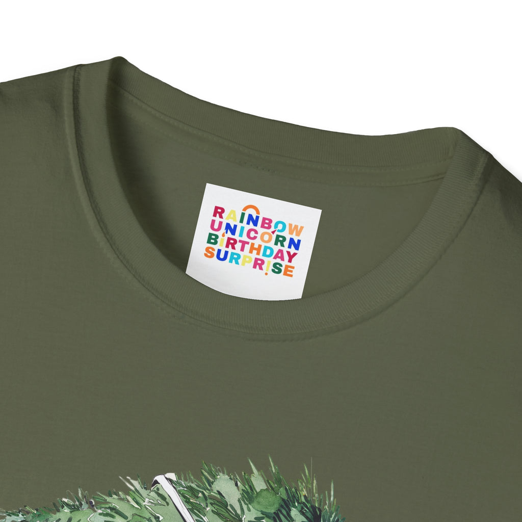 Cybertruck Christmas Tree Hauling Unisex Softstyle T-Shirt – Holiday Tech-Inspired Tee