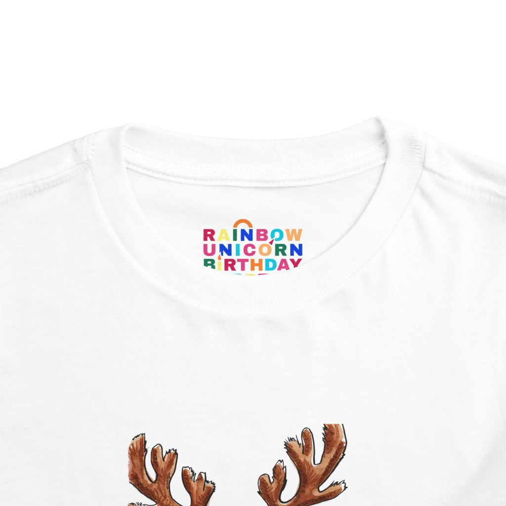 Meowy Christmas Cat Toddler T-Shirt – Festive Holiday Tee with Reindeer Antlers