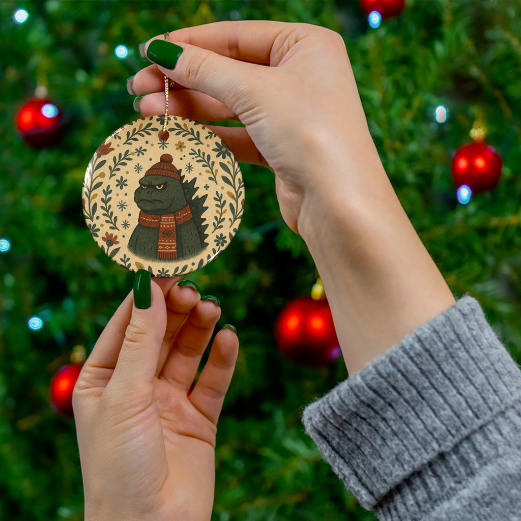 Godzilla Nordic Winter Christmas Decoration, Scandinavian Folk Art Ornament, Christmas Tree Decor