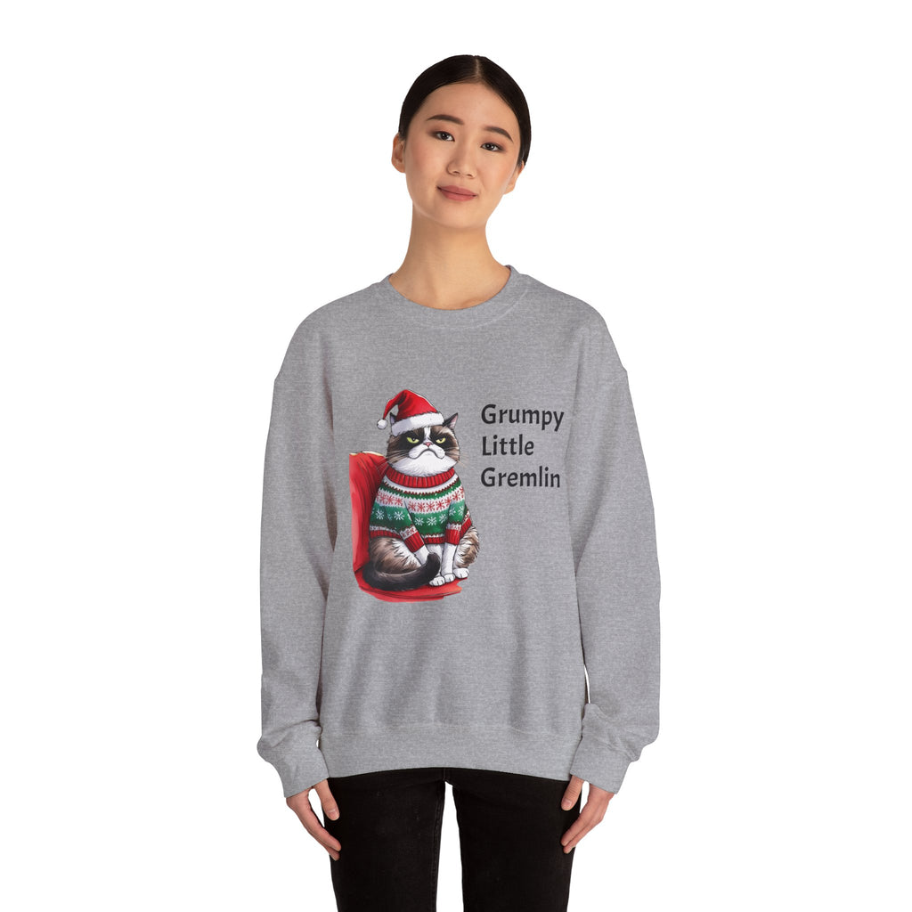 Grumpy Little Gremlin Grumpy Cat in Christmas Sweater Sweatshirt