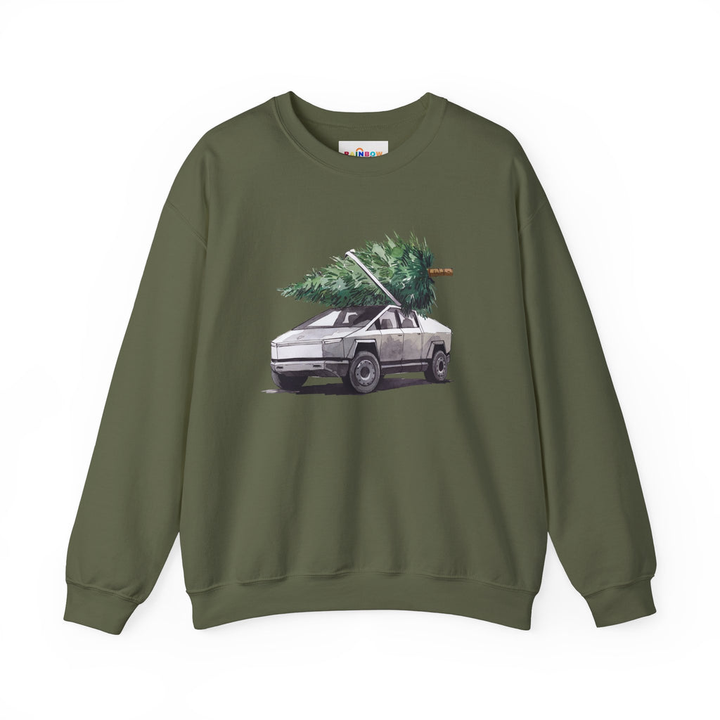 Cybertruck Christmas Tree Sweatshirt for Tesla Car Lovers