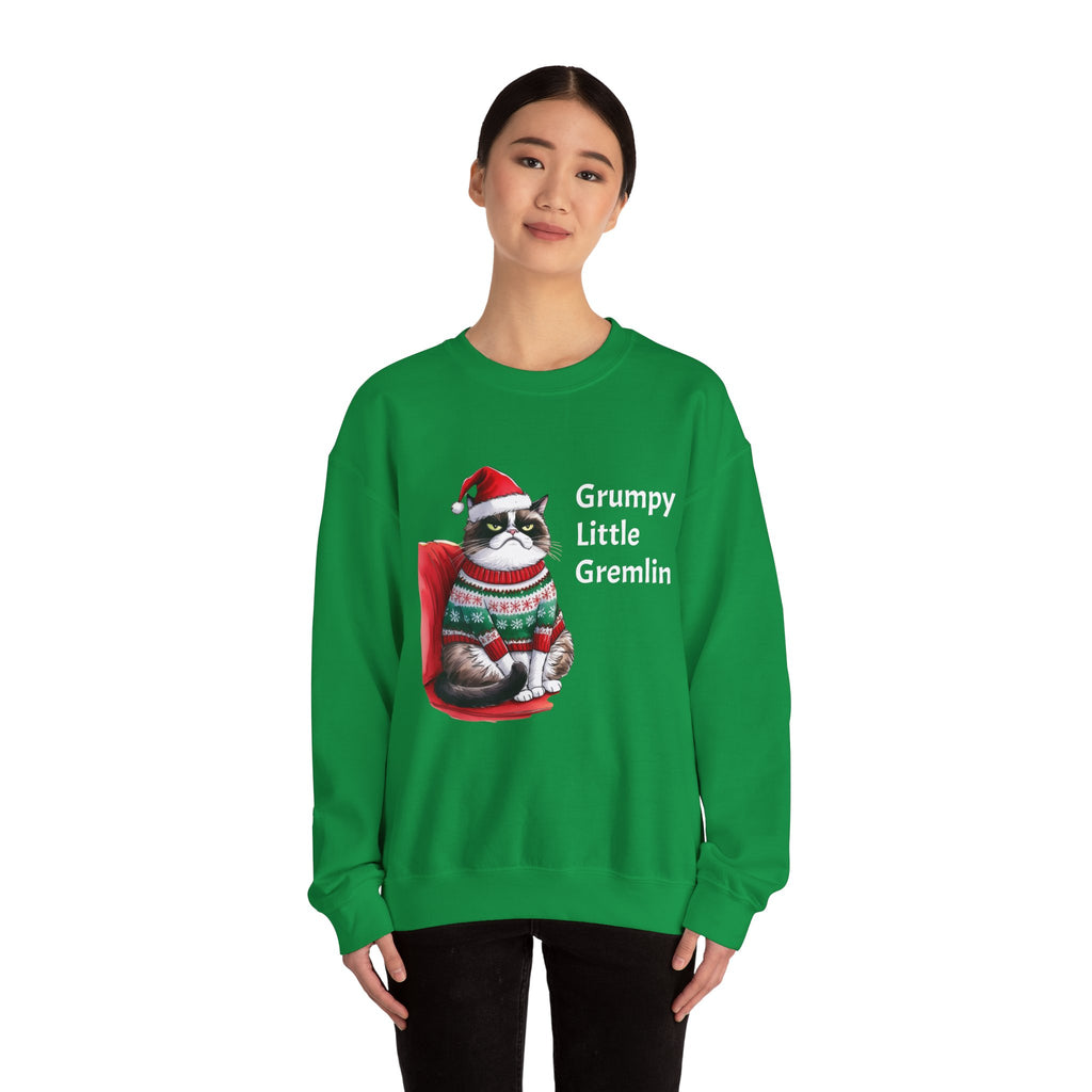 Grumpy Little Gremlin Grumpy Cat in Christmas Sweater Sweatshirt