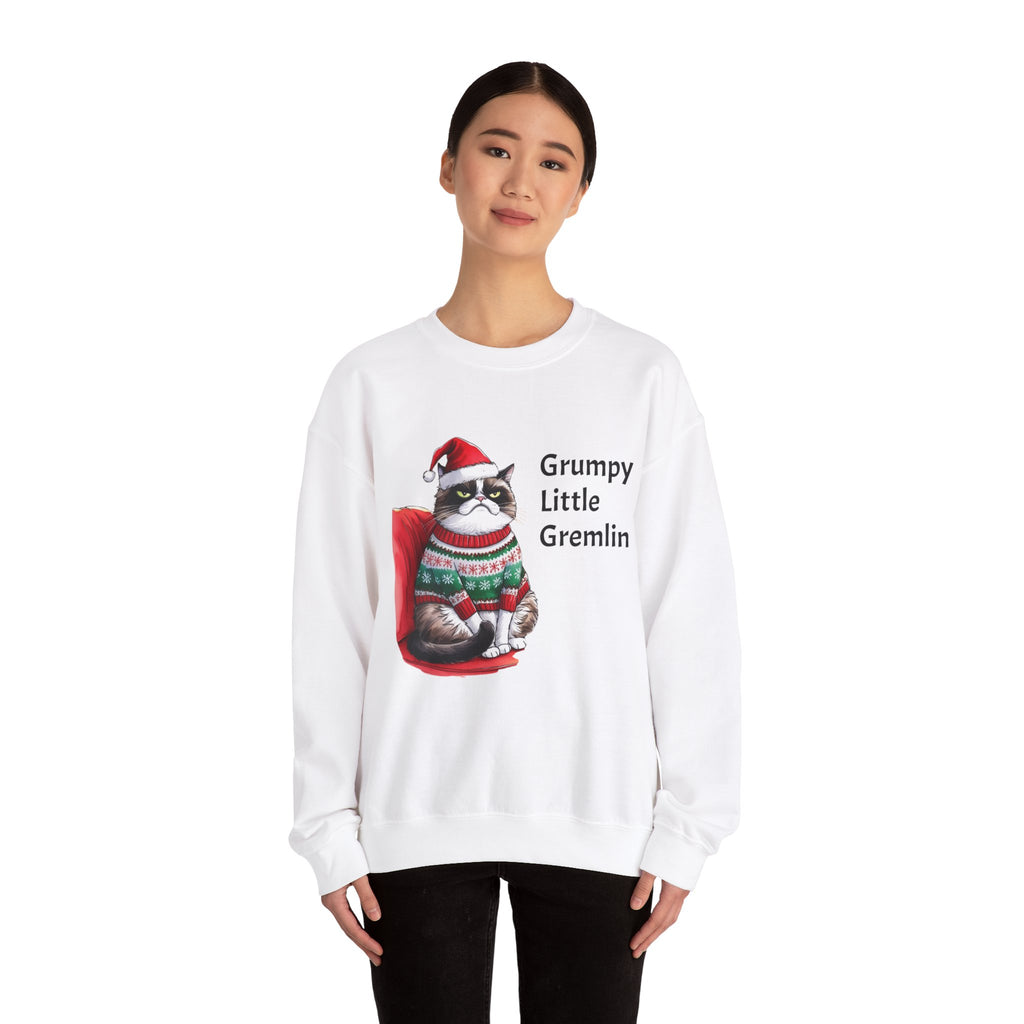 Grumpy Little Gremlin Grumpy Cat in Christmas Sweater Sweatshirt