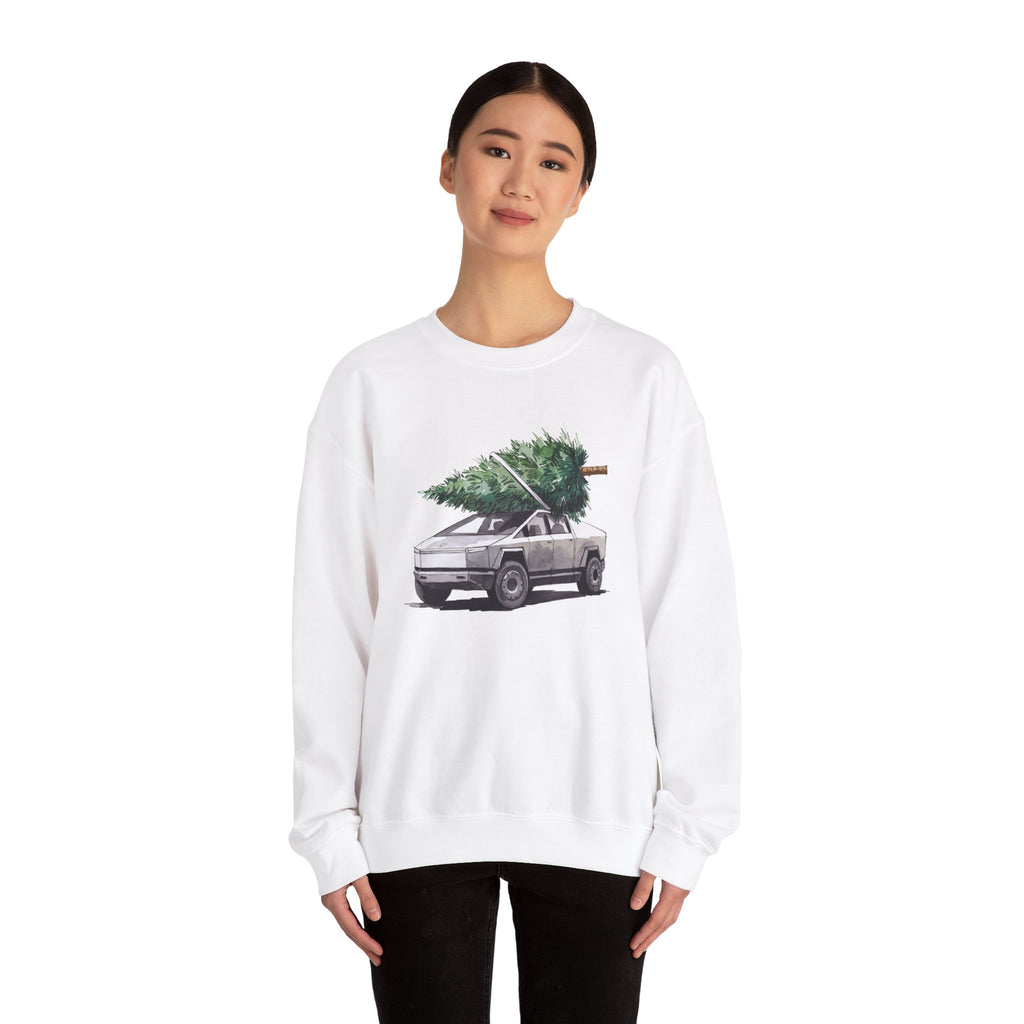 Cybertruck Christmas Tree Sweatshirt for Tesla Car Lovers