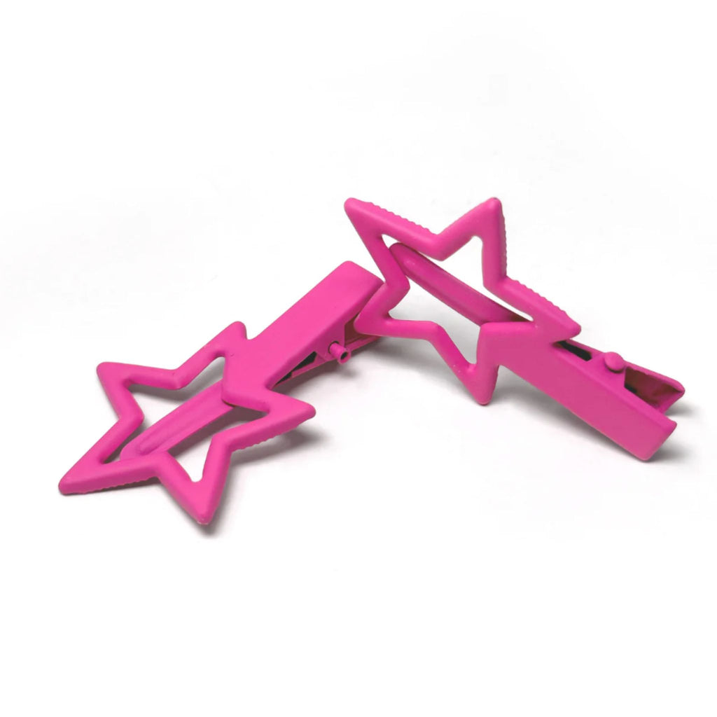 Set of 2 colorful shooting star hair clips with lightweight secure hold, fun design for kids and adults
