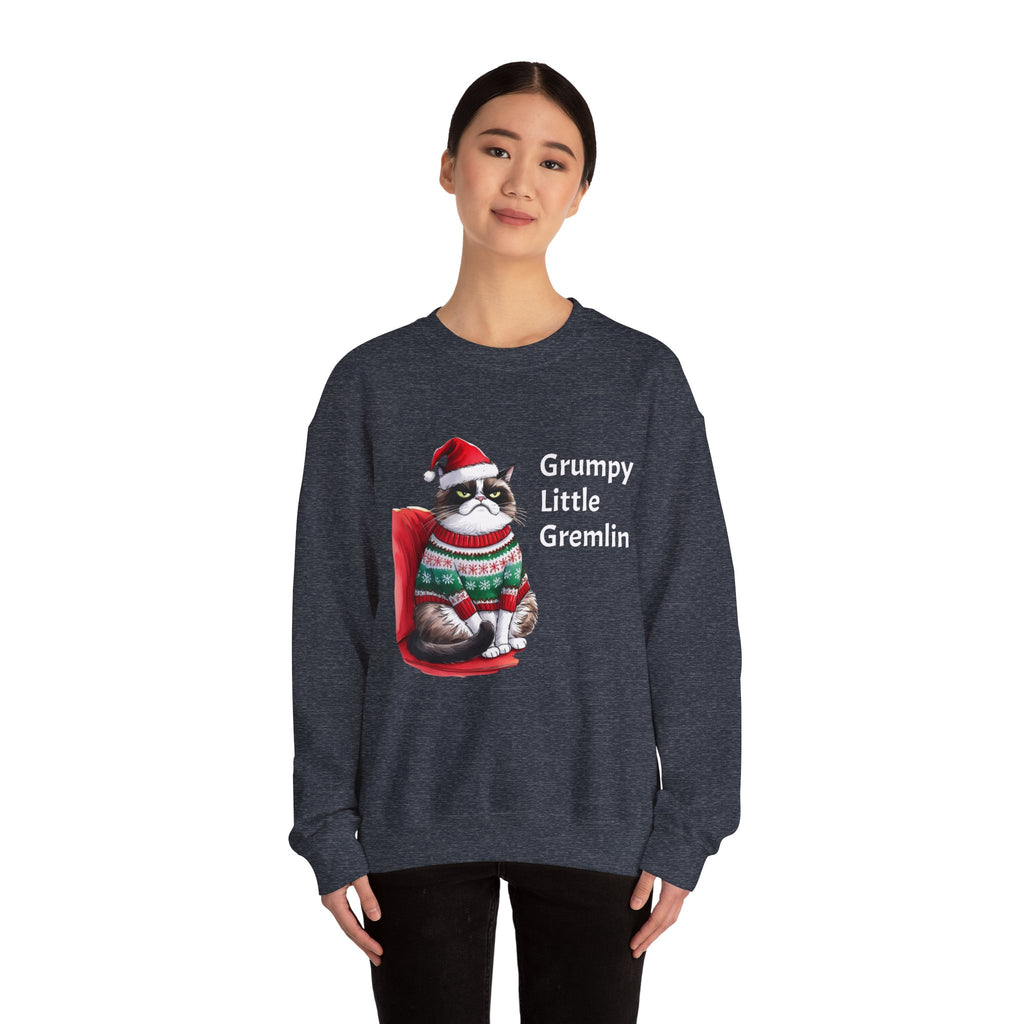 Grumpy Little Gremlin Grumpy Cat in Christmas Sweater Sweatshirt