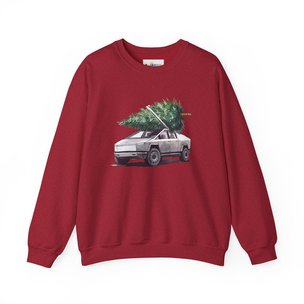 Cybertruck Christmas Tree Sweatshirt for Tesla Car Lovers