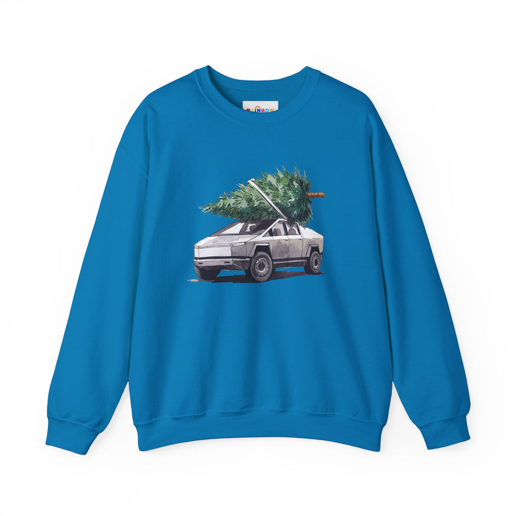 Cybertruck Christmas Tree Sweatshirt for Tesla Car Lovers