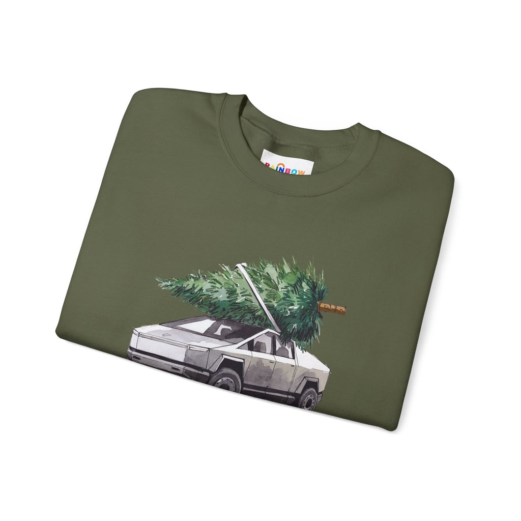 Cybertruck Christmas Tree Sweatshirt for Tesla Car Lovers