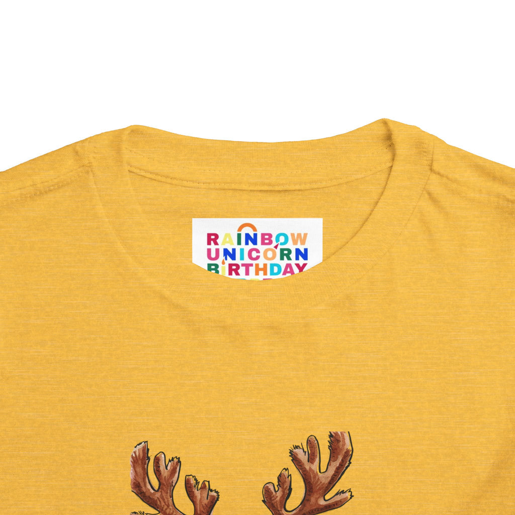 Meowy Christmas Cat Toddler T-Shirt – Festive Holiday Tee with Reindeer Antlers