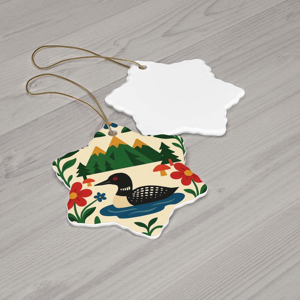 Loon Christmas Ornament – Nordic Folk Art Bird Ornament, Woodland Lake Decor, Scandinavian Holiday Gift, Nature Lover Tree Ornament