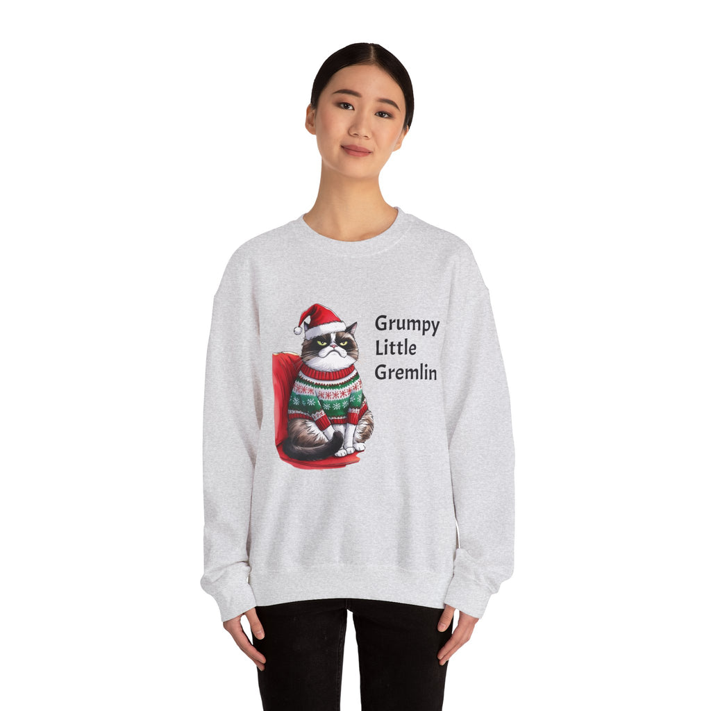 Grumpy Little Gremlin Grumpy Cat in Christmas Sweater Sweatshirt