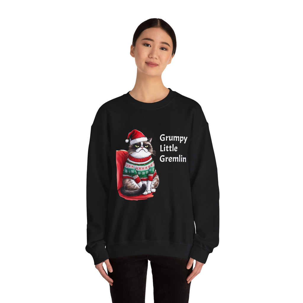 Grumpy Little Gremlin Grumpy Cat in Christmas Sweater Sweatshirt