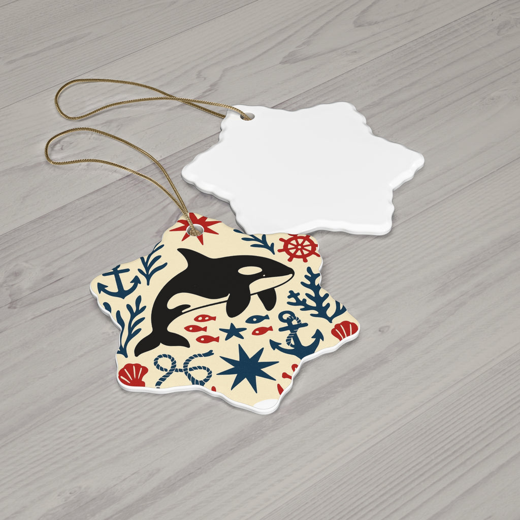 Orca Nautical Decoration, Holiday Gift, Home Decor, Christmas Tree Decor, Whale Lover Gift, Ceramic Ornament,
