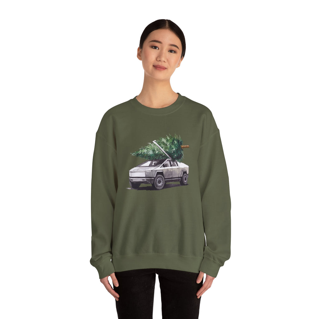 Cybertruck Christmas Tree Sweatshirt for Tesla Car Lovers