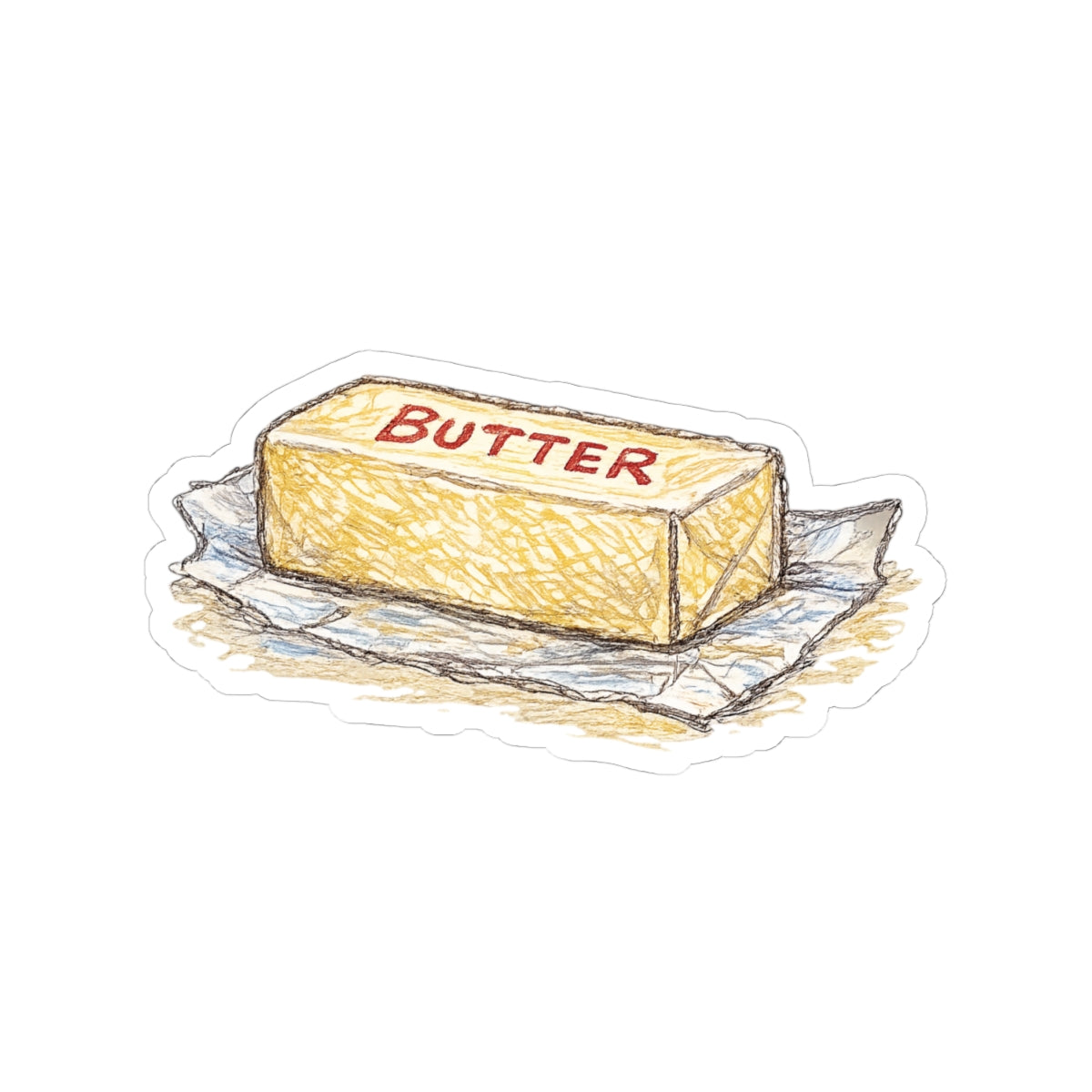 Butter Stick Vinyl Sticker — Cute Foodie Kiss-Cut Sticker | Rainbow ...