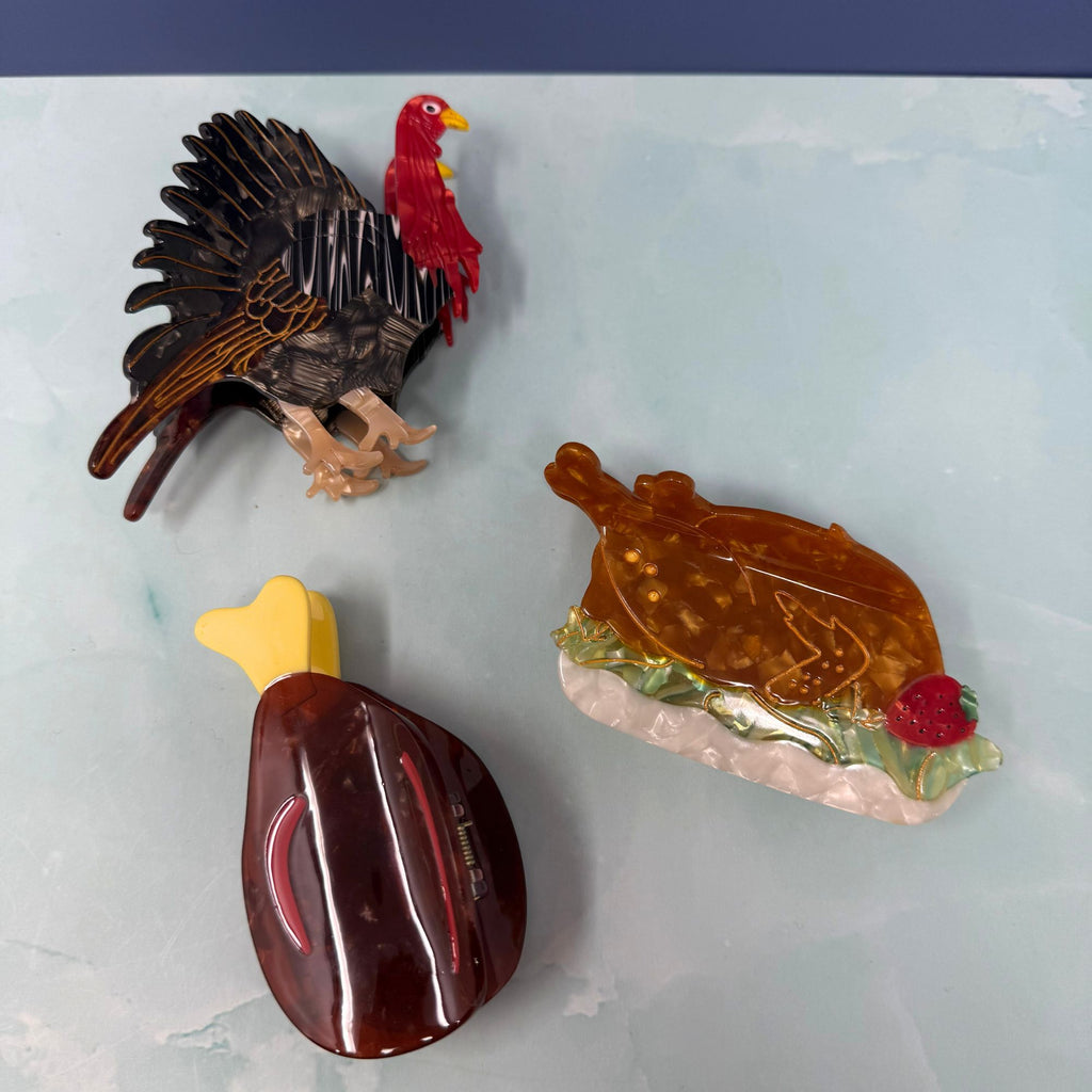 Thanksgiving turkey hair accessory with detailed feathers