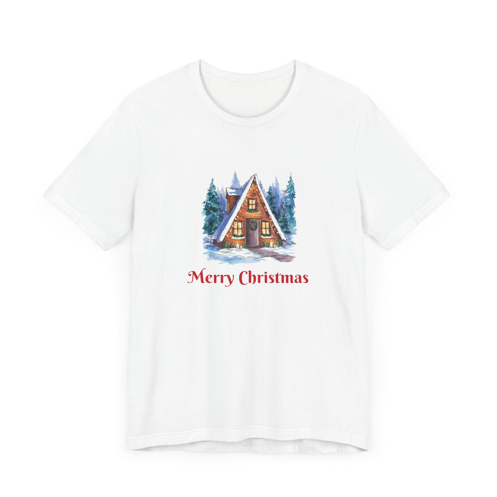 "Merry Christmas A-Frame Cottagecore T-Shirt – Cozy Holiday Tee for Winter"