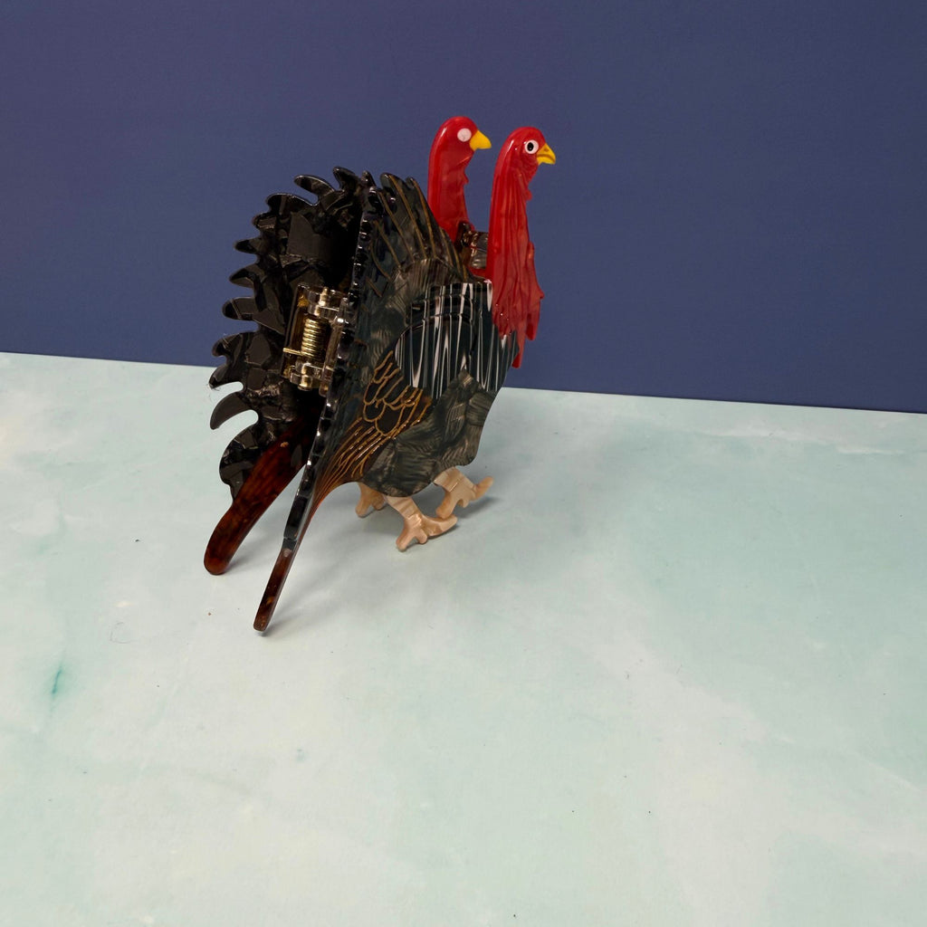 Thanksgiving turkey hair accessory with detailed feathers