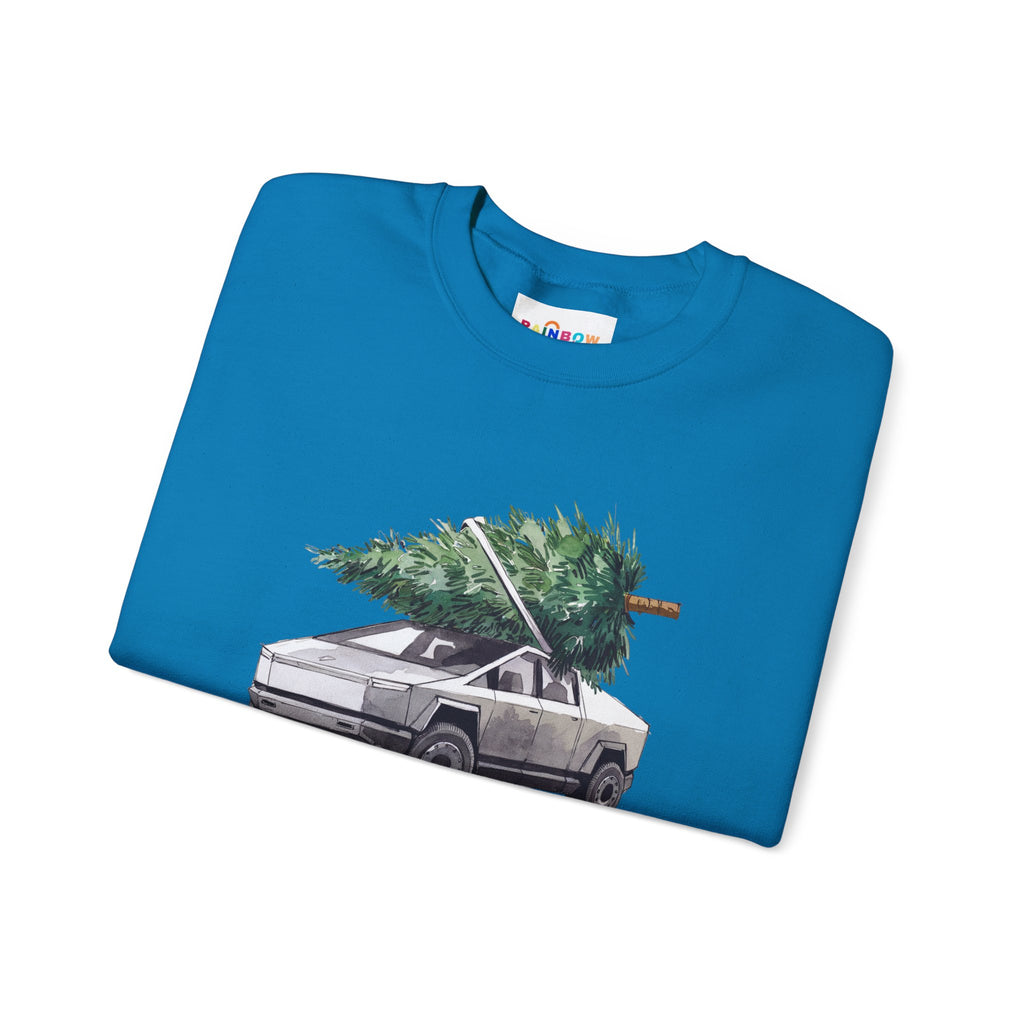 Cybertruck Christmas Tree Sweatshirt for Tesla Car Lovers