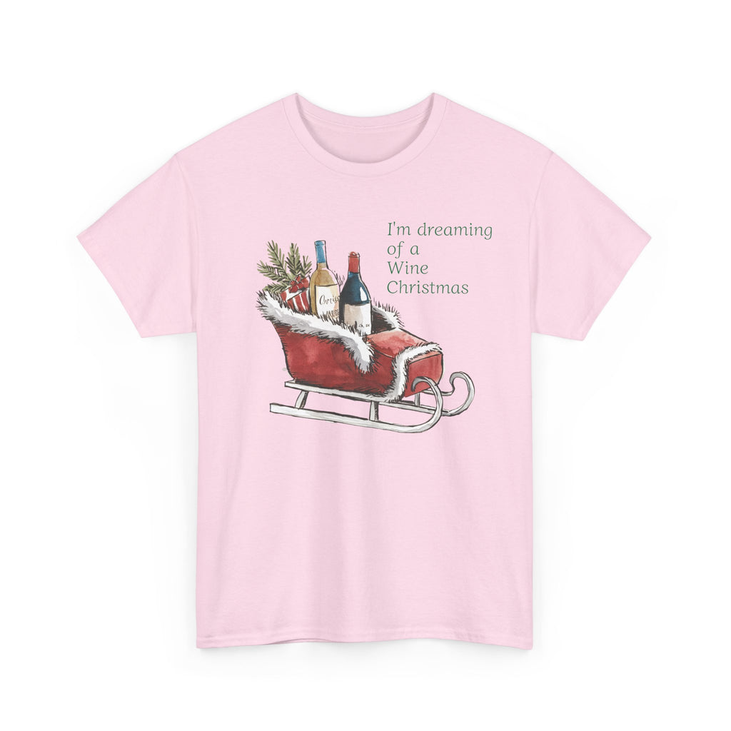 I’m Dreaming of a Wine Christmas T-Shirt – Festive Sled Design with Wine Bottle