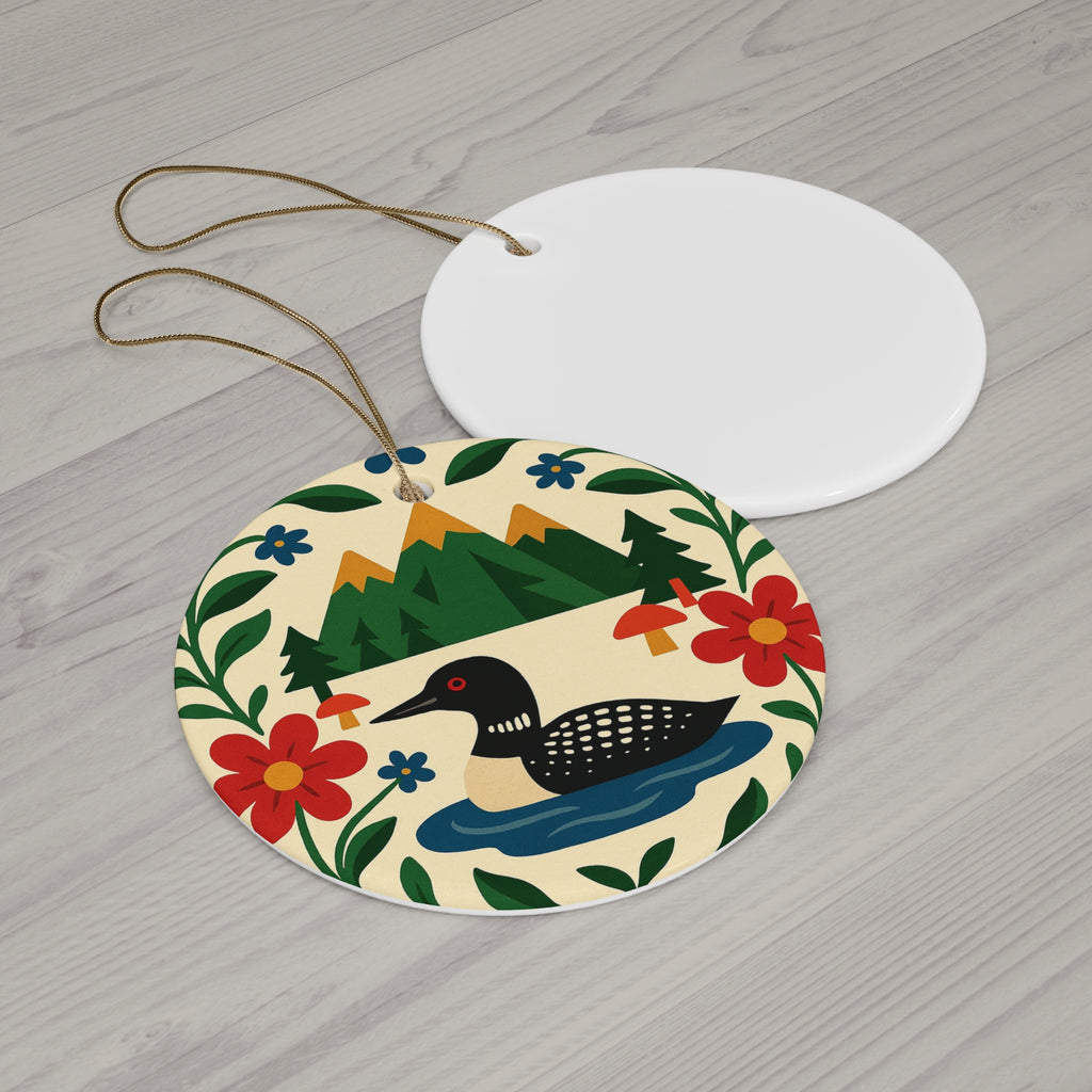 Loon Christmas Ornament – Nordic Folk Art Bird Ornament, Woodland Lake Decor, Scandinavian Holiday Gift, Nature Lover Tree Ornament