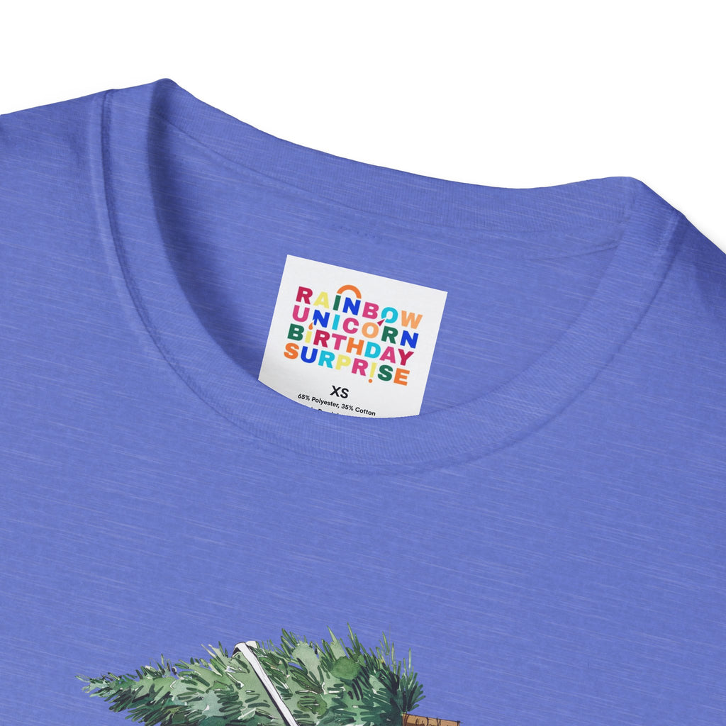 Cybertruck Christmas Tree Hauling Unisex Softstyle T-Shirt – Holiday Tech-Inspired Tee