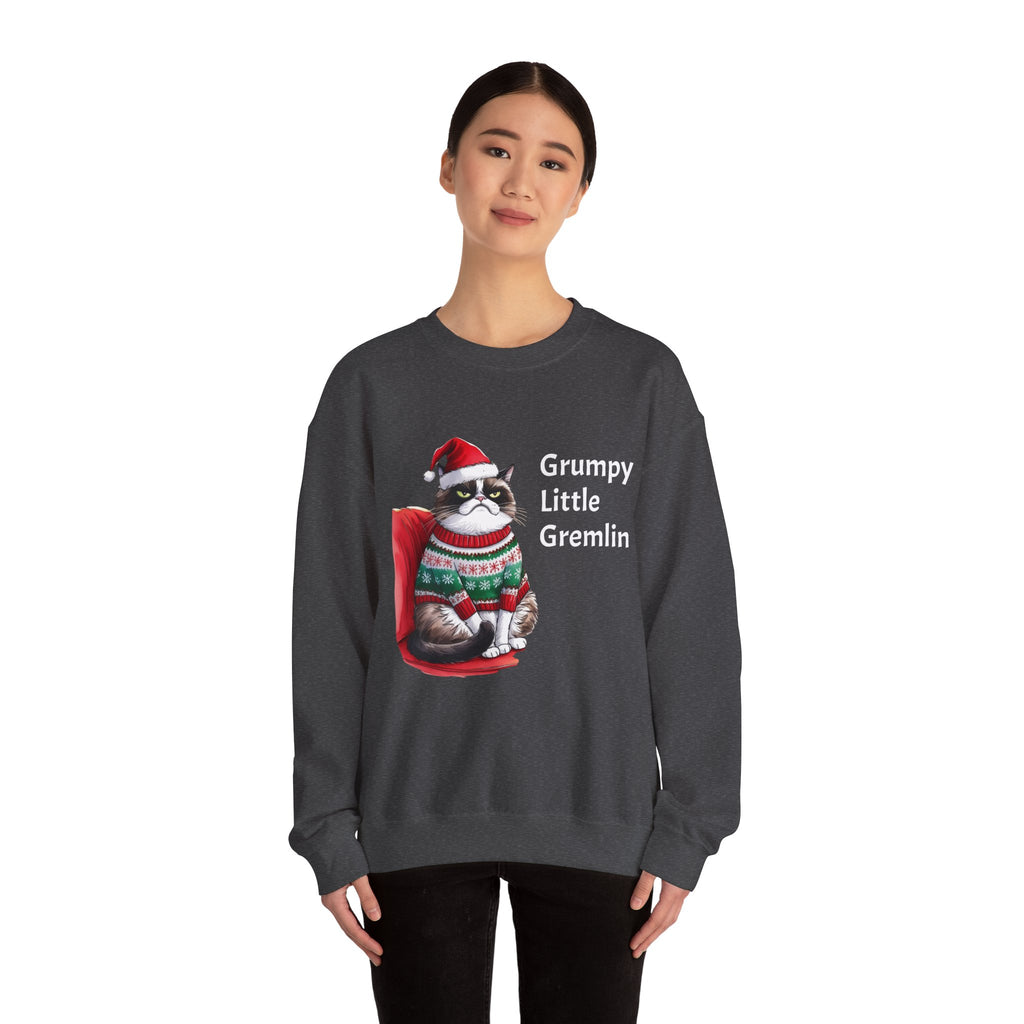 Grumpy Little Gremlin Grumpy Cat in Christmas Sweater Sweatshirt