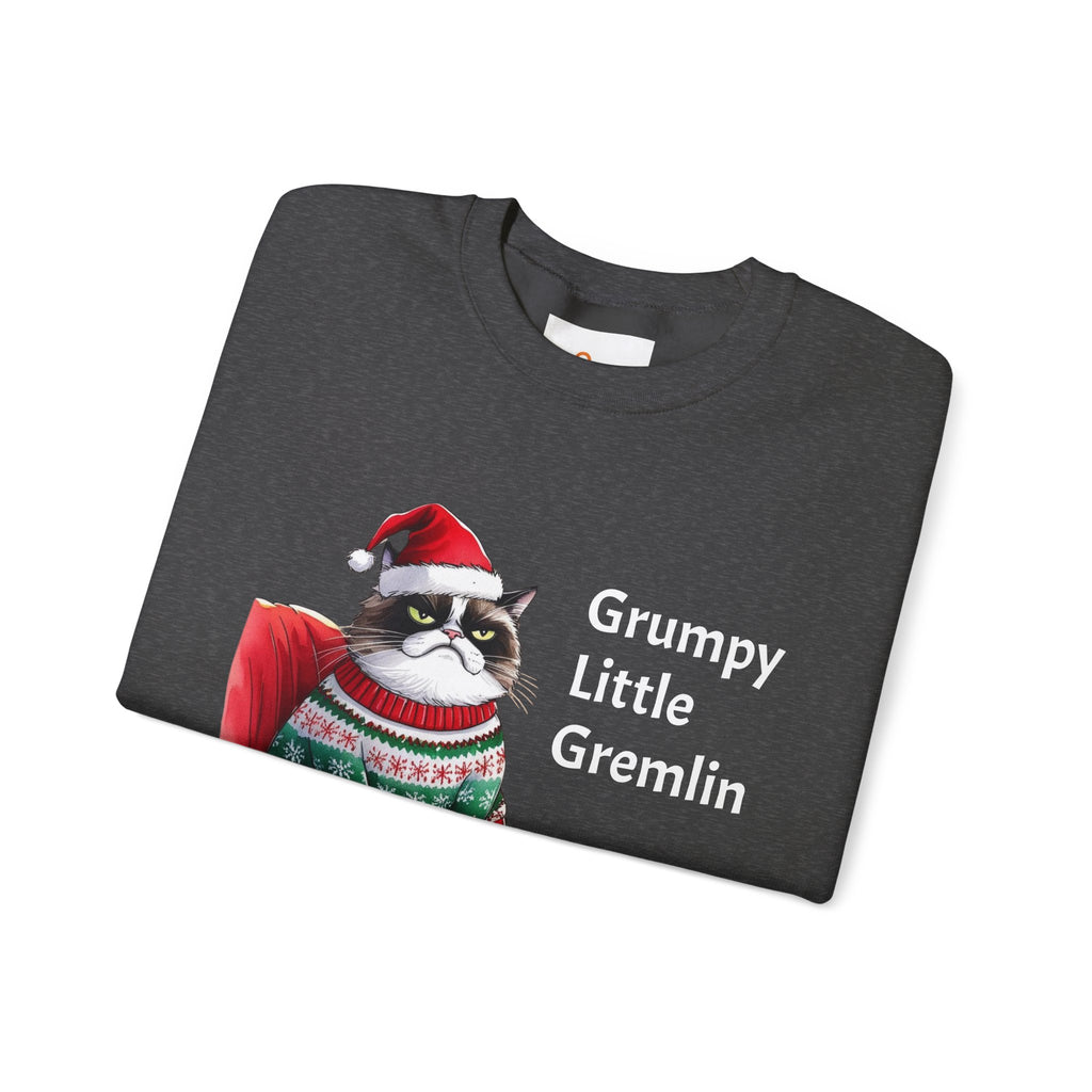 Grumpy Little Gremlin Grumpy Cat in Christmas Sweater Sweatshirt