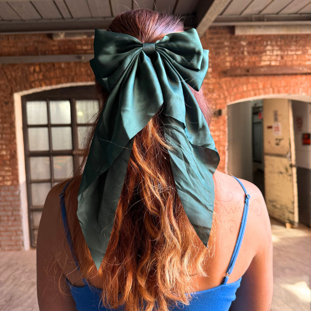 Luxurious satin Victoria hair bow in soft, elegant hues — perfect for parties, weddings, or holiday gifting.
