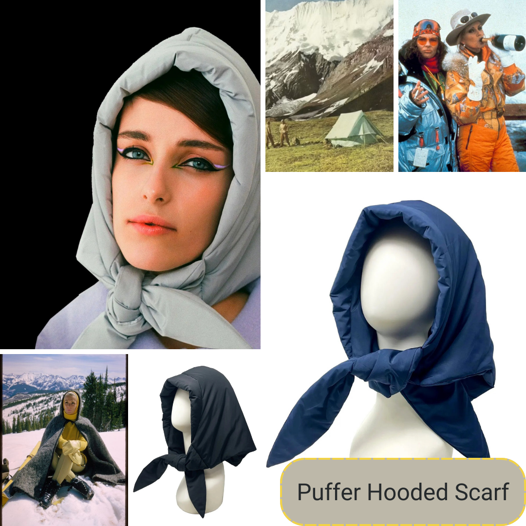 Puffer Hooded Head Scarf – Quilted, Warm Stylish Rainbow