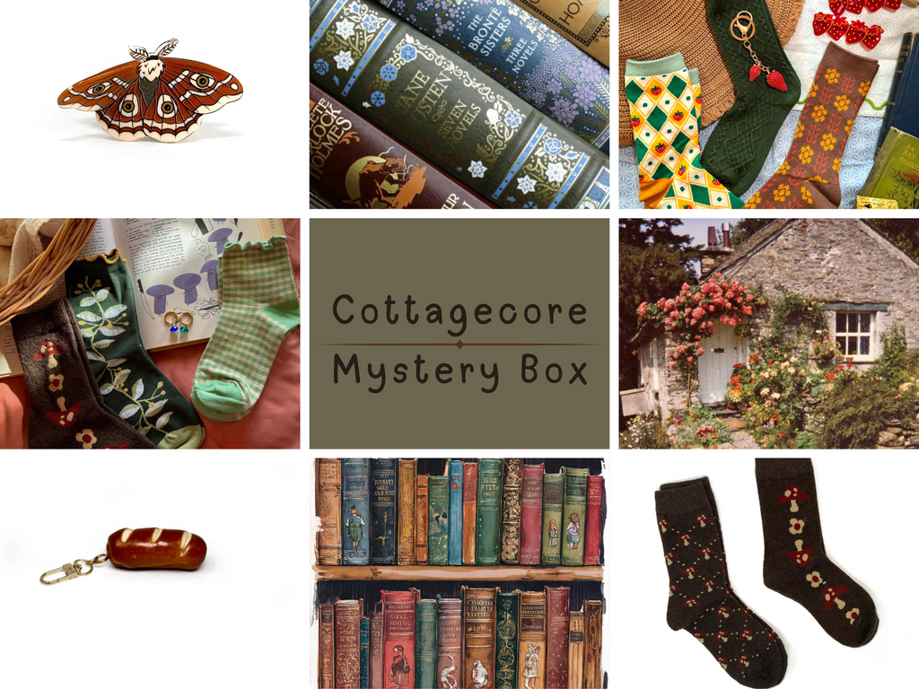 Discover the magic of cottagecore with a surprise box of thoughtfully selected items, perfect for lovers of rustic charm, florals, and cozy aesthetics.