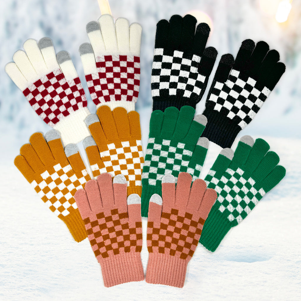 Cameron Checkerboard Touchscreen Gloves