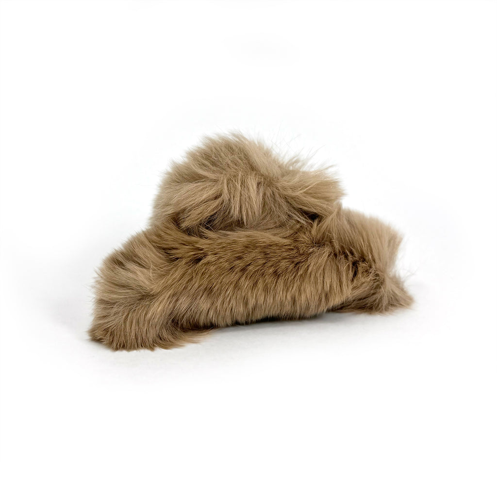 Fluffy Taupe Hair Claw  - The Olivia is the softest clip