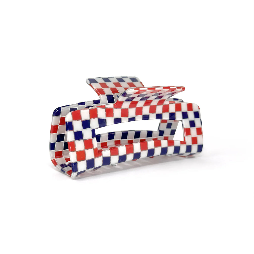Square Check Hair Claw in acrylic with classic checked and diamond designs