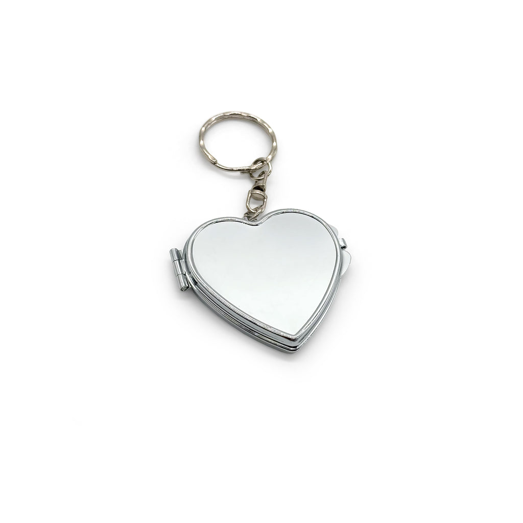 Heart-Shaped Compact Mirror Keychain